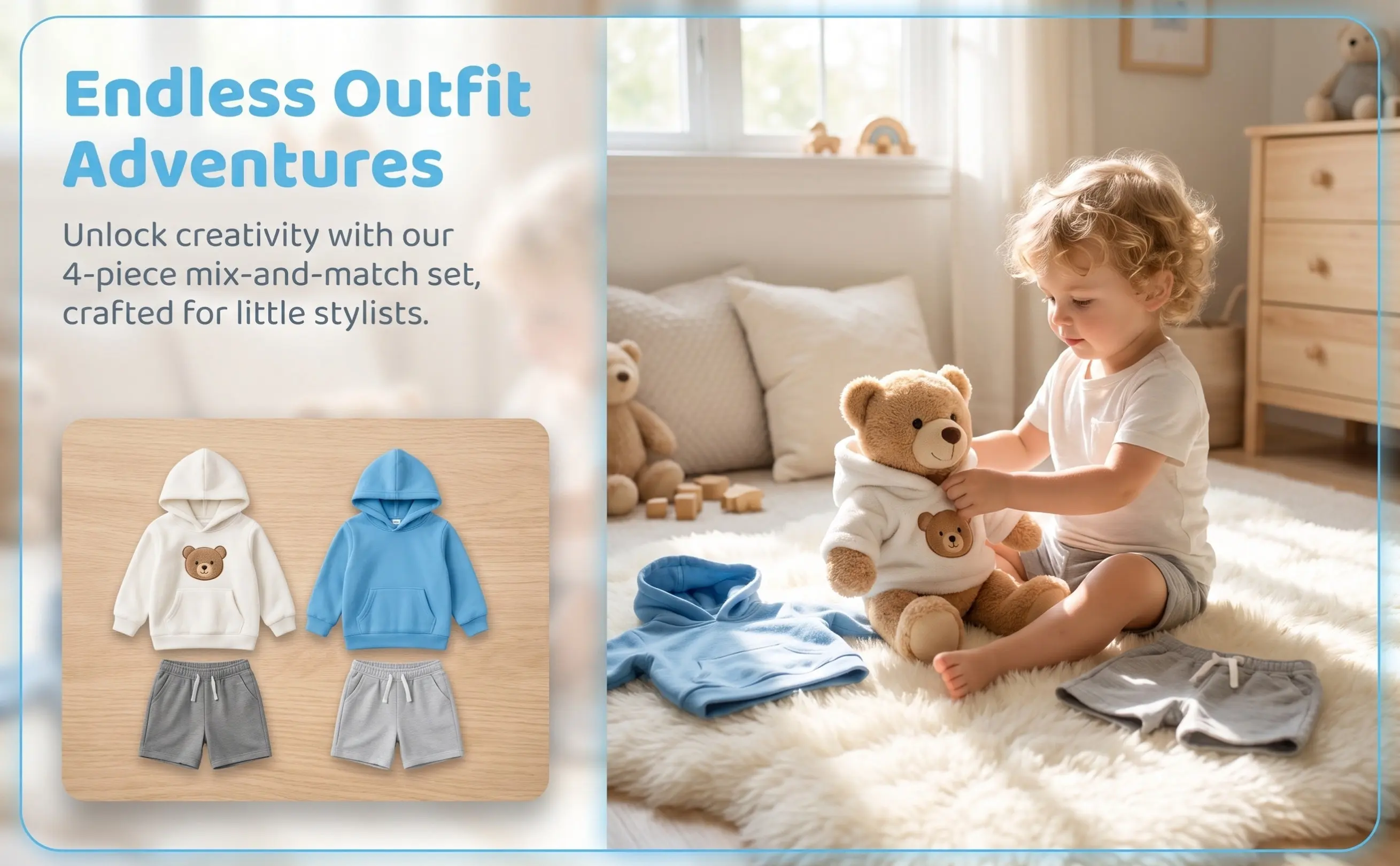 4Pcs Bear Clothes Set Hoodie Denim Pants Fit 20Cm 8Inch Stuffed Animals Small Bear Clothes Kit Soft Comfortable