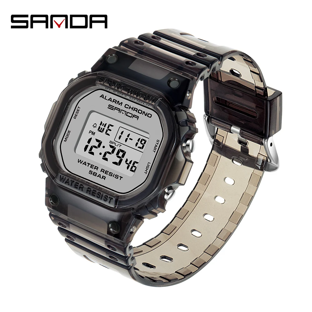 SANDA New G Style Sport Men Women Watch Transparent LED Digital Clock Casual Waterproof Electronic Watch Teenagers Student Watch