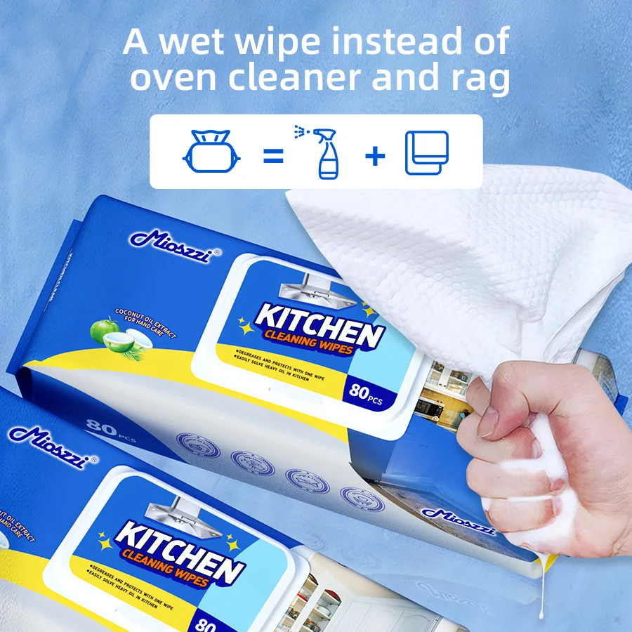 80pcs Mioszzi Kitchen Cleaning Wipes,Coconut Oil Extract