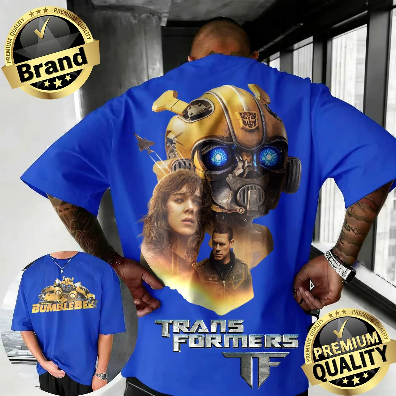 

2026 Summer Hasbro Transformers Bumblebee Agent Burns Graphic Brand Print T-shirt Unisex Tops Oversize Vintage Fashion Sleeve