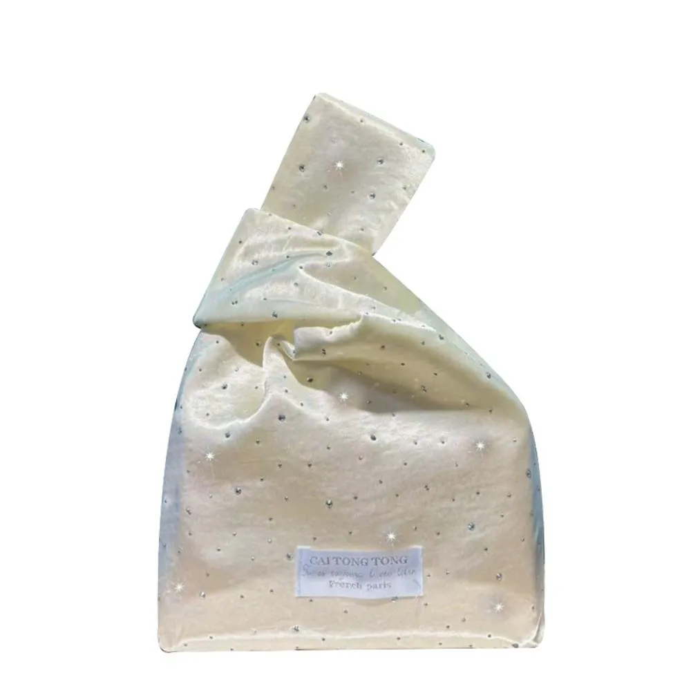 Vintage Crystal satin Wrist Bags Washable Handheld Small Bucket Bags Elegant shining Handbags For Girl Lady Women Female