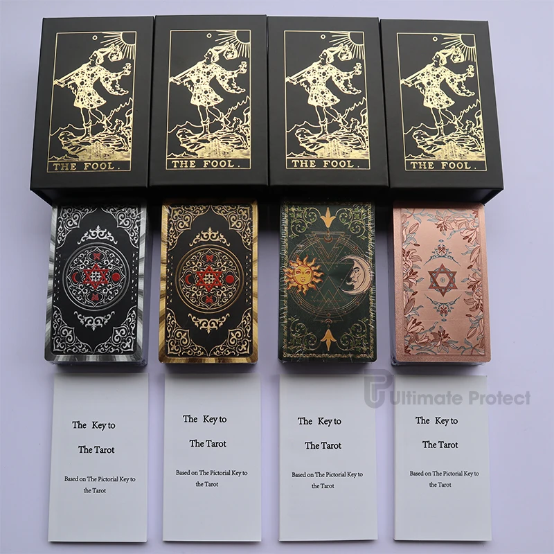 Exquisite Version 78 PC Sun Moon Tarot Divination Board Game Tarot Golden/Silver/Retro Gree/Sose Golden Tarot Card & Guidebook