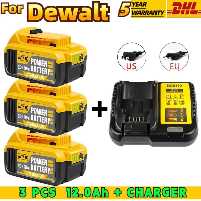 

20V DCB200 Original 18650 For Dewalt 8Ah12Ah Replacement Lithium Battery 18V 12.0Ah DCB184 DCB182 DCB180 DCB206 DCB205 DCB204