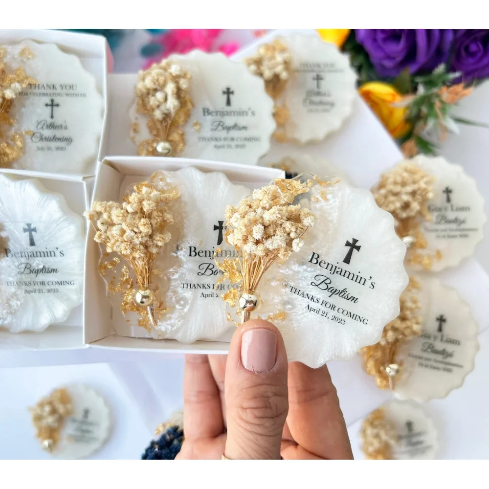 Baptism favors for guest, Christening, First communion, Confirmation gift, Dedication, Holy Eucharist favors, Resin Fridge Magne