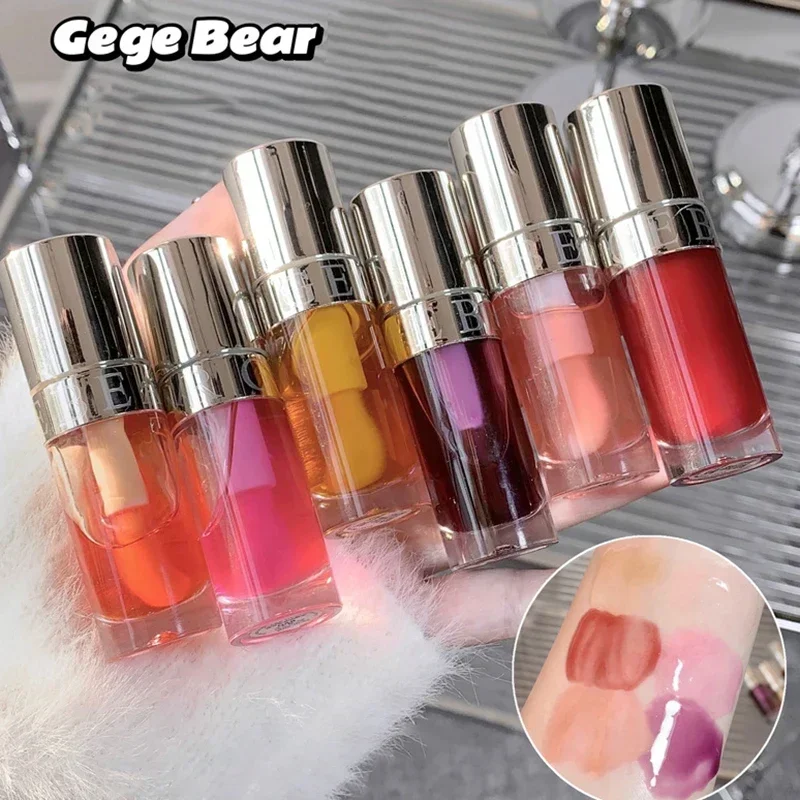 Crystal Peach Lip Oil Hydrating Mirror Lip Gloss Tinted Plumper Moisturizing Lip Care Treatment Makeup Colored Lipstick Balm 6g