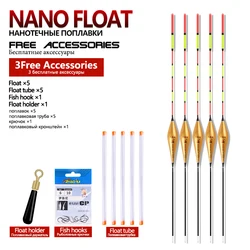 Vertical Pesca Flutuadores, 5 Float Tubos, 1 Gancho Saco Pesca, 1 Float Rest, Nano Pesca Bóia, Combater Acessórios, 5 pcs