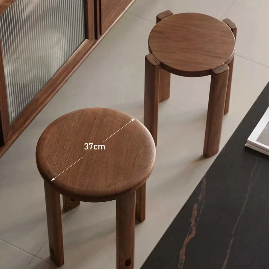 # Solid Wood Stool Black Walnut Dining Room Combination Stools Home Furniture Use Can Be Stacked