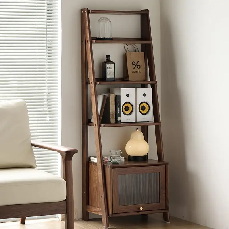 

Black walnut solid wood bookshelf Nordic bedroom bookcase living room storage modern simplicity