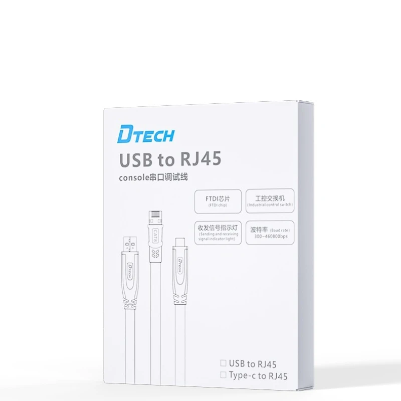 DTECH IOT5045AY 1.5m USB a Console Cable for RJ45 Network Debugging