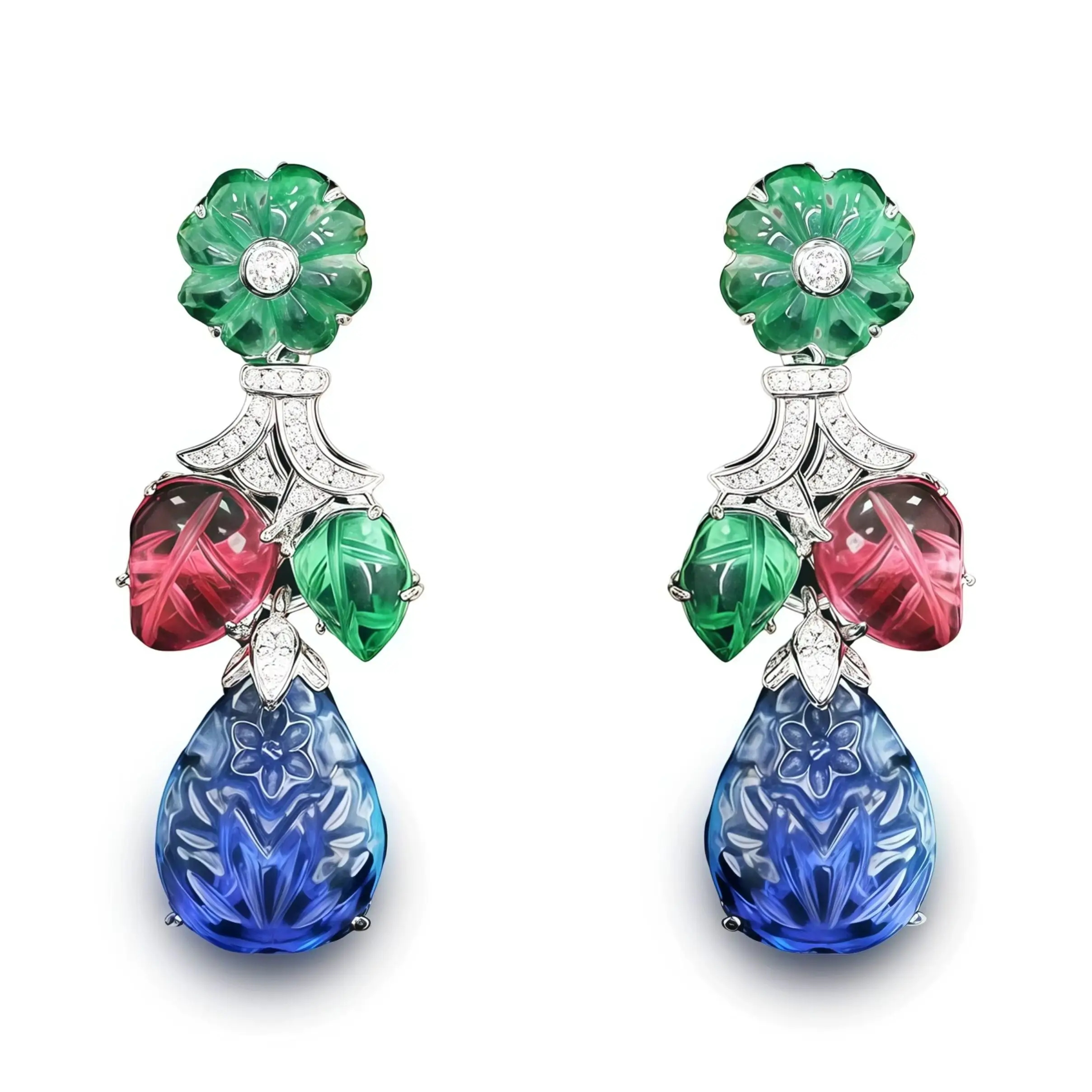 Winkin Winsin Tutti Frutti S 925 فضة القرط قطرة المرأة الكربون أقراط الماس الفاكهة الأزرق الأخضر الأحجار الكريمة والمجوهرات #5