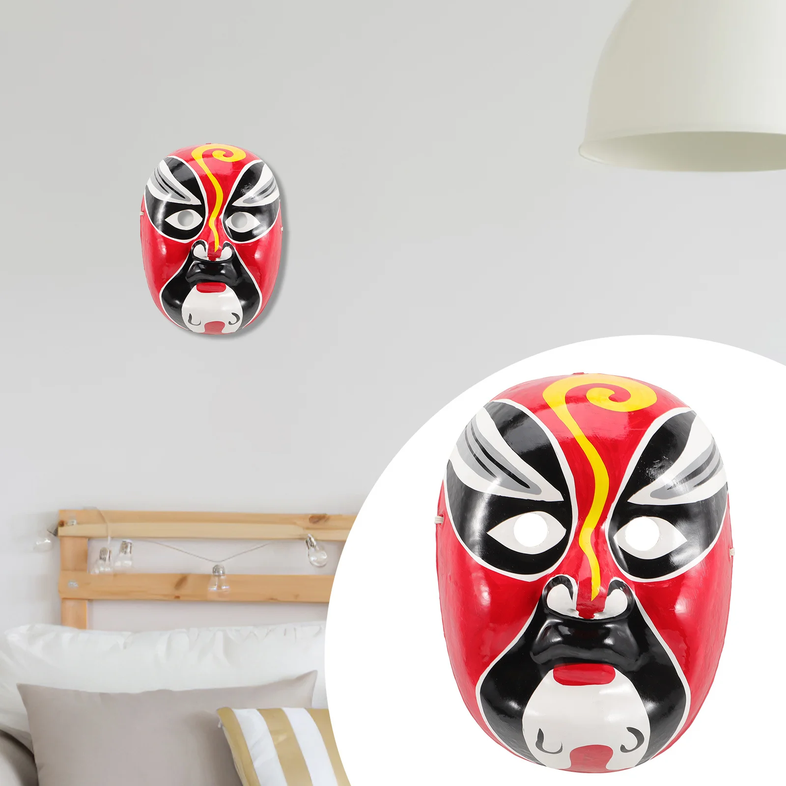 

Chinese Opera Mask Hand-Painted Yan Wang Design Wall Hanging Decoration Party Halloween Mask Prop Cosplay Supply