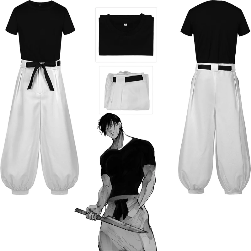 Anime unissex Jujutsu Kaisen Fushiguro Toji Cosplay Traje, manga curta, top e calça, uniforme de festa Halloween, adulto