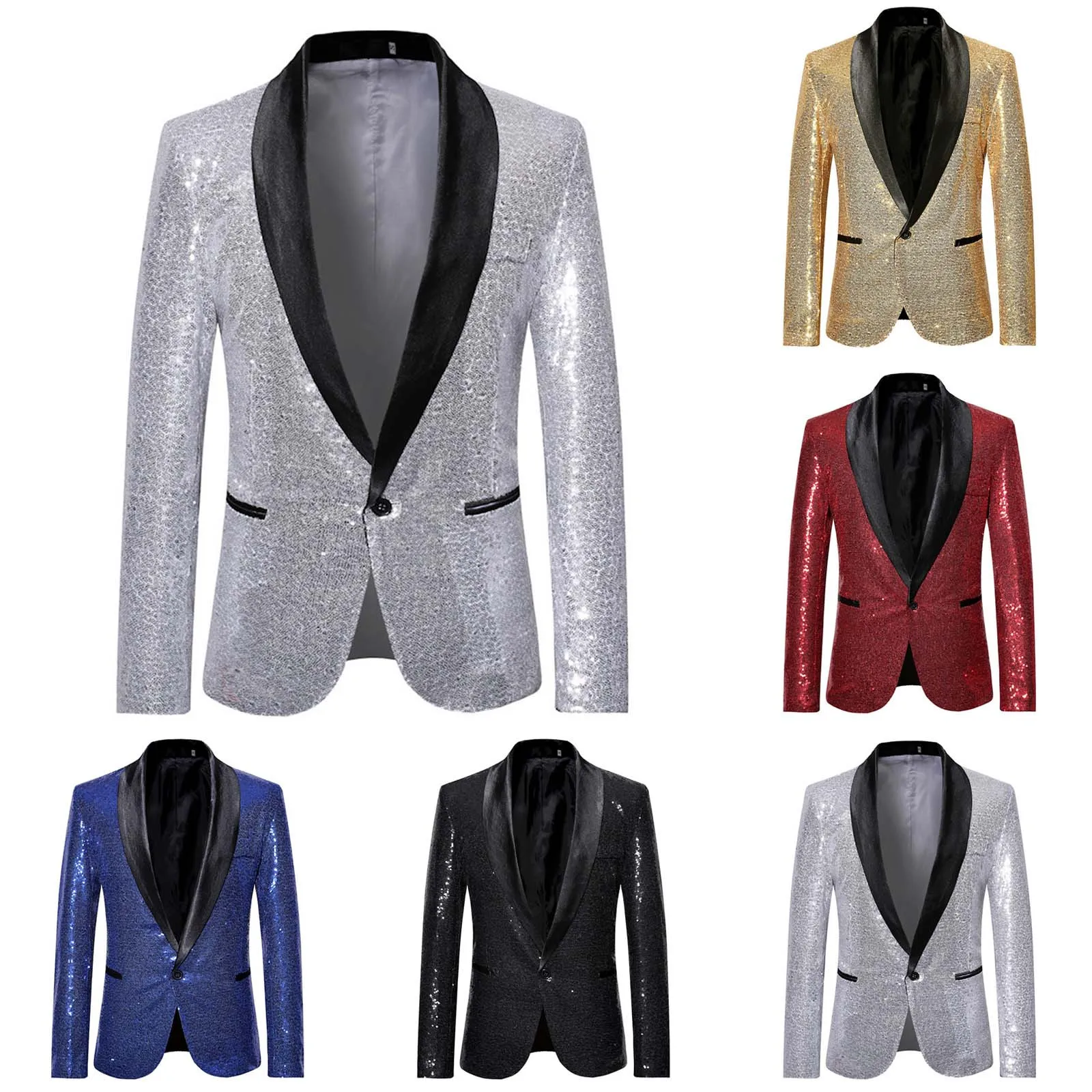 

Men Sequins Blazer Designs Plus Size 2XL Black Velvet Gold Sequined Suit Jacket DJ Club Stage Party Wedding Clothes For singers