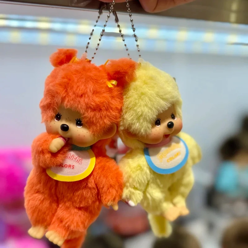 بقعة حقيقية Monchichi معكرون اللون أبيض وأسود بني تحولت لطيف ألعاب من القطيفة تمثال حقيبة يد المفاتيح هدايا عيد #1