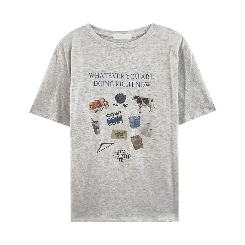 Doce japonês sle rosa puro algodão orto sve camiseta feminina solta fina redonda ne estudante f sve topo de colheita feminino