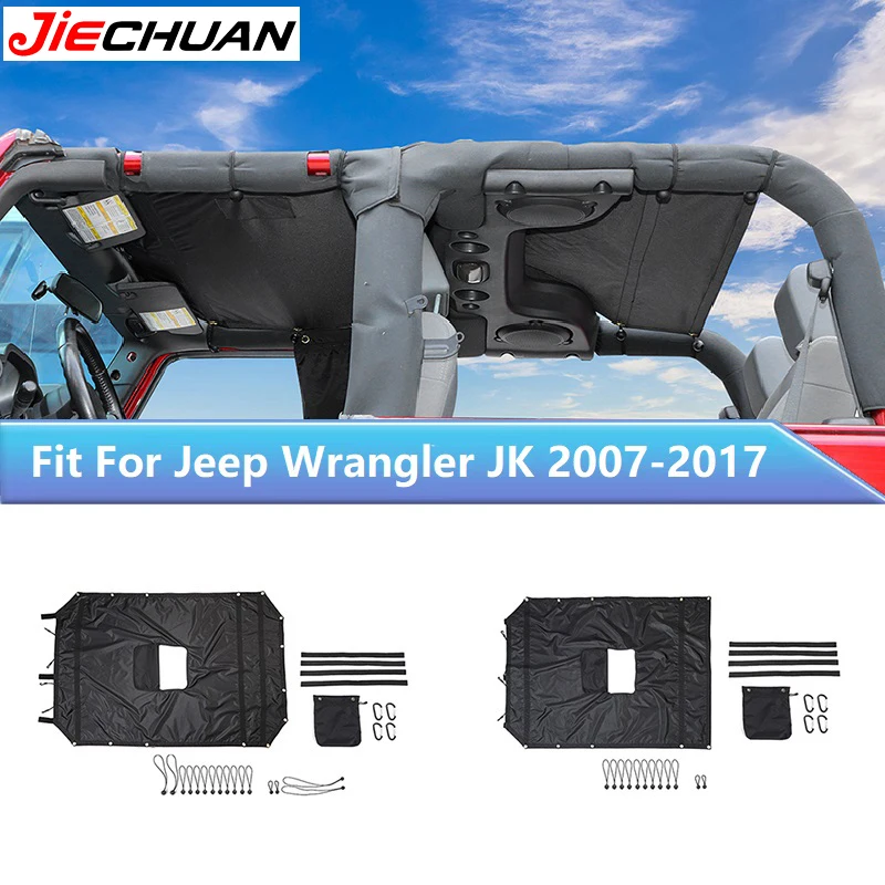 

JIECHUAN Car Top Sunshade Cover Roof UV-Proof Insulated Net Fit For Jeep Wrangler JK 2/4 Doors 2007-2017,Exterior Accessories