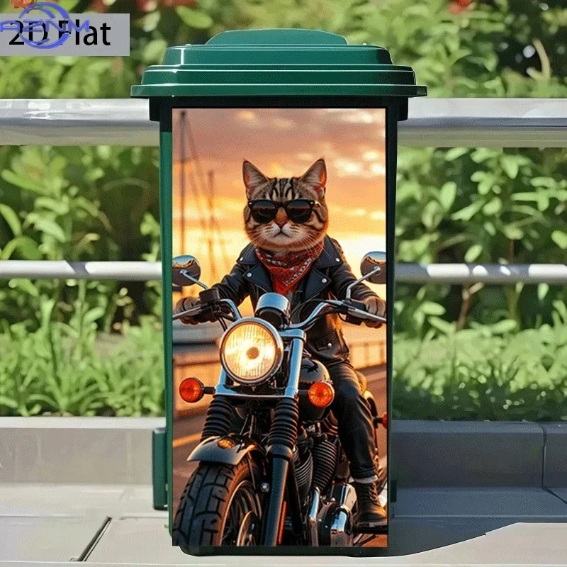 Creative 2D Print Waste Bin Decor Decal DIY Makeover Ornament for Indoor Outdoor Trash Can