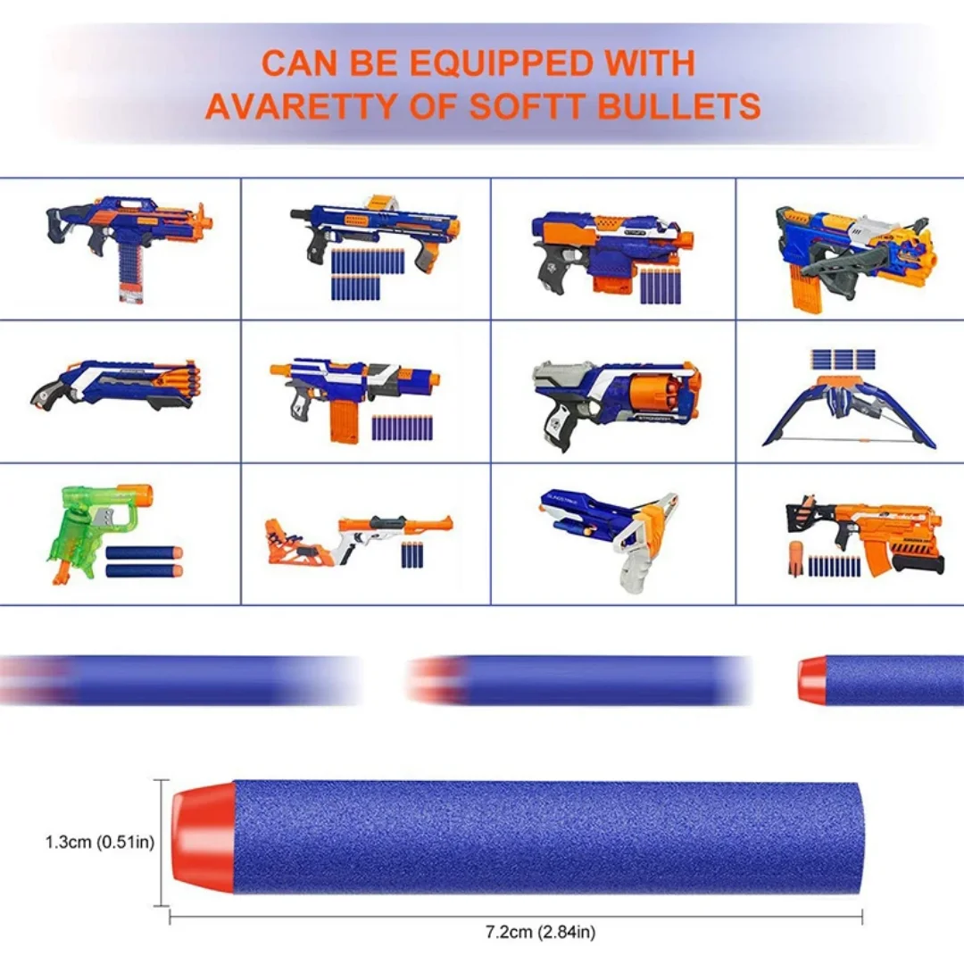 Proiettili in schiuma EVA per pistole Nerf - 100 freccette in schiuma morbida e sicura da 7,2 cm, compatibili con la maggior parte dei blaster in schiuma, perfetti per la battaglia all'aperto