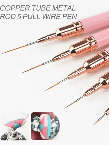 7/10/12/15/20m Pink French Nail Art Liner Painting Brush 5Pcs/set Ultra-thin Elongated Lines Nail Drawing Pen Brush DIY Manicure