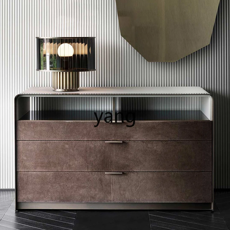 LMM Italian-Style Light Luxury TV Cabinet High Simple Modern Leather Table Bedroom Storage Chest of Drawers