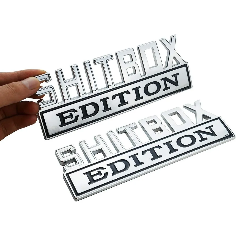 

Металлические эмблемы SHITBOX Edition, внешний значок грузовика, 3D наклейка, замена таблички с именем для GMC Chevy, автомобильные грузовики, универсальные наклейки