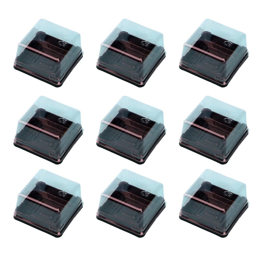 

50 pcs Food Boxes Square Containers Moon Cake Trays Gift Packaging Reusable Plastic Cake Boxes Non Toxic Food Grade Black Bottom