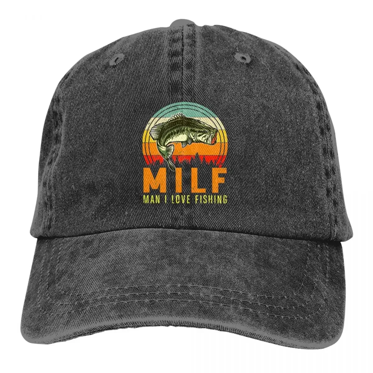 MILF Man I Love Fishing Fishermen Angler Baseball Cap Fashion Distressed Washed Snapback Hat for Men Women Caps Hat