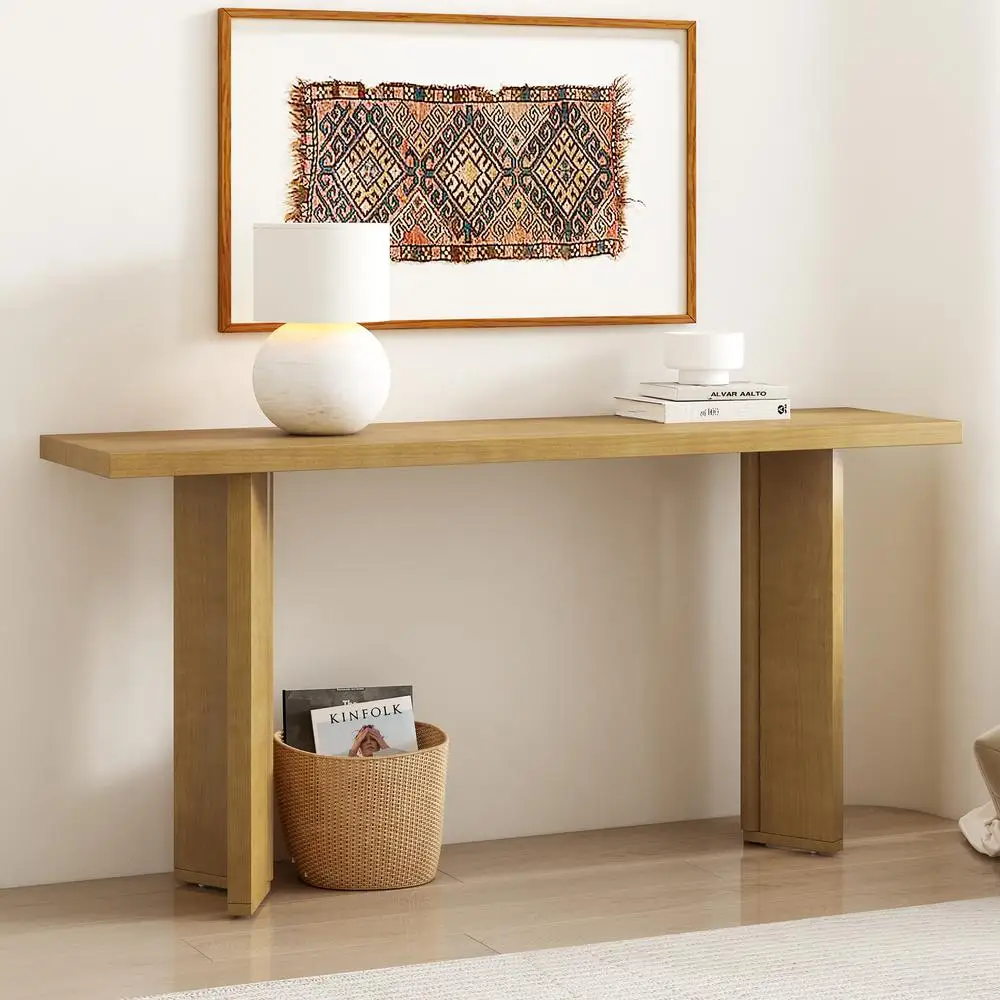 

U_STYLE Console Table Pine Veneer Modern Geometric Legs Entryway Living Room Study Dining Room Accent Table
