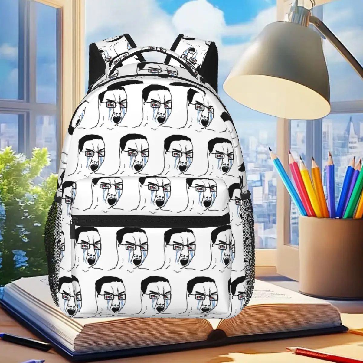 Chudjak Chud Sad And Angry Wojak Backpack Student Boys Girls BookBag Children School Bag Laptop Shoulder Bags for Men Women