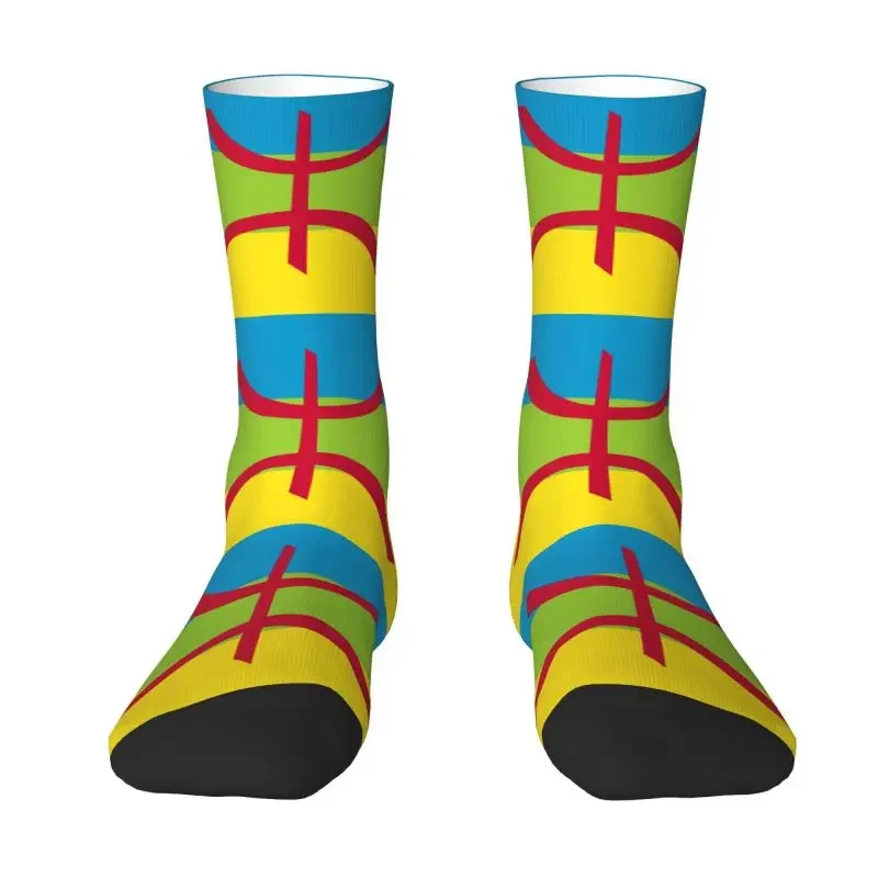 Y2K fashion printed Amazigh Berber flag for men women stretch summer autumn winter Kabyle Tifinagh logo crew socks