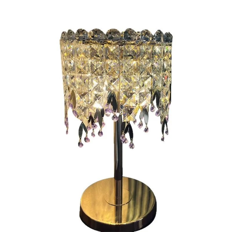 European crystal desk lamp bedroom bedside lamp American retro light luxury living room creative atmosphere lamp floor