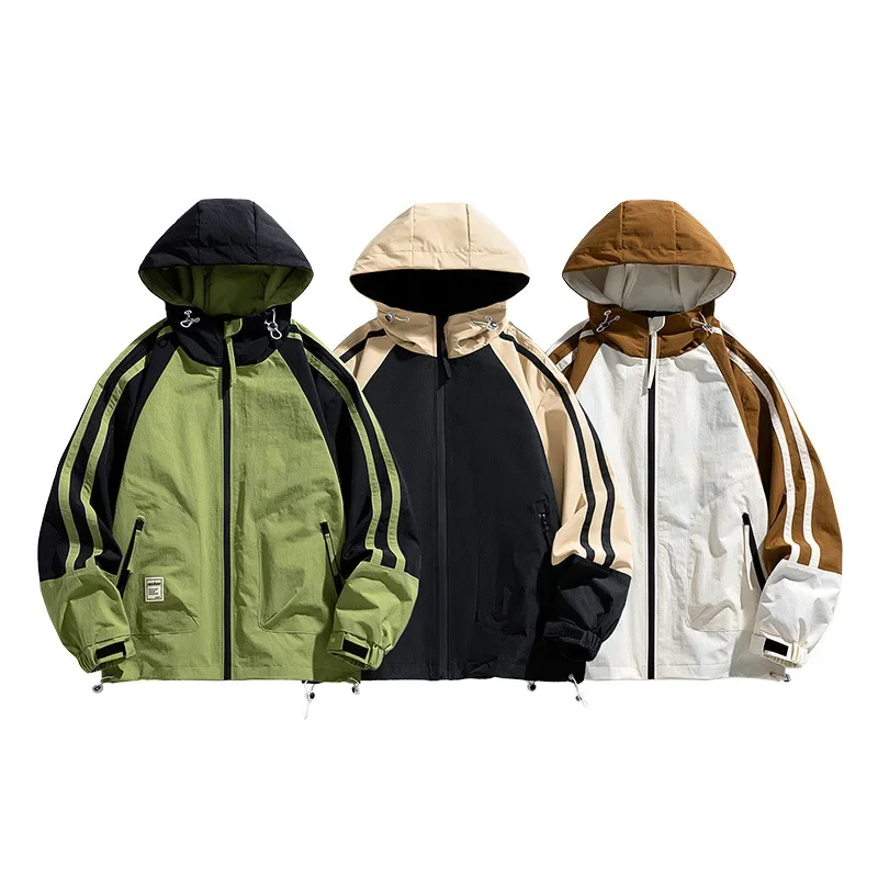 Windbreaker Windproof Men Jacket Waterproof Casual Hiking Outdoor 2024 New Camping Hooded Thin Oversize Street Male Coat