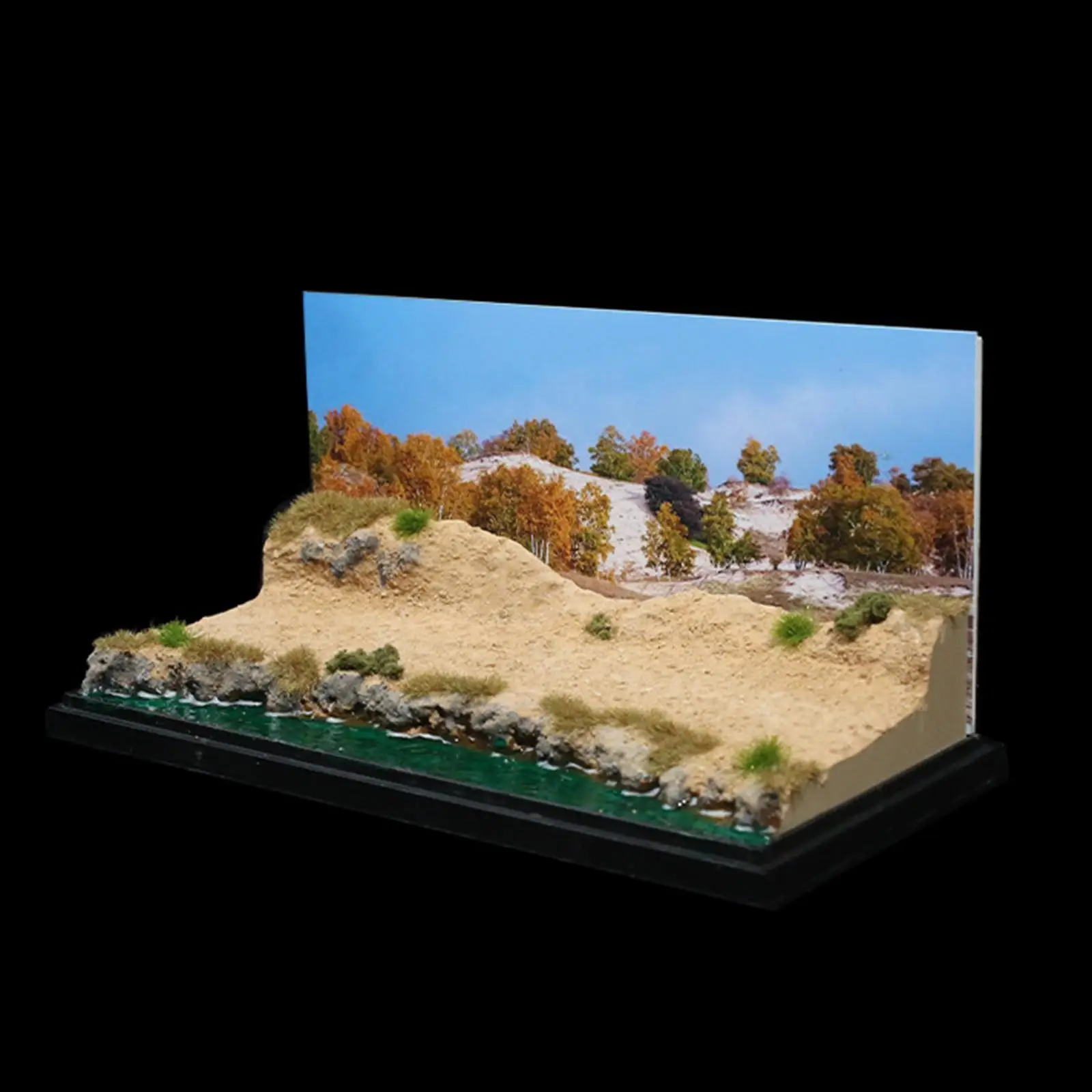 Diorama de scène du lac dans le désert, Collection de décor de bureau avec couverture en acrylique, affichage de Diorama scénique créatif pour modèle de voiture, échelle 1/64