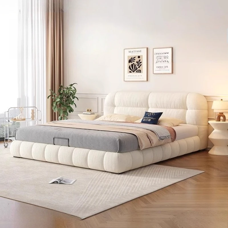 

Cream Wind Modern Bed Simple Romantic Sleeping High Quality Designer Bed Fashion Double Headboards Letto Matrimoniale Furniture