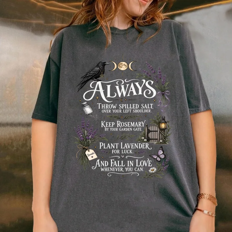 Practical Magic Witch Tshirt Halloween T-Shirt Women's Vintage Washed Spooky Season T Shirt Cotton Short Sleeve Round Neck Tees