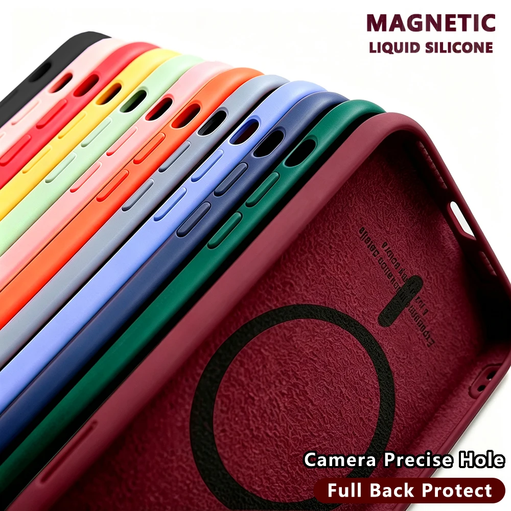 Magnetyczne Płynnego Silikonu Etui Do Iphone 18 12 13 Mini 16 15 14 11 17 Pro Max Apple Magsafe Oficjalny Oryginał Magnes Aparat Fotograficzny Dokładna Pozycja Otworu