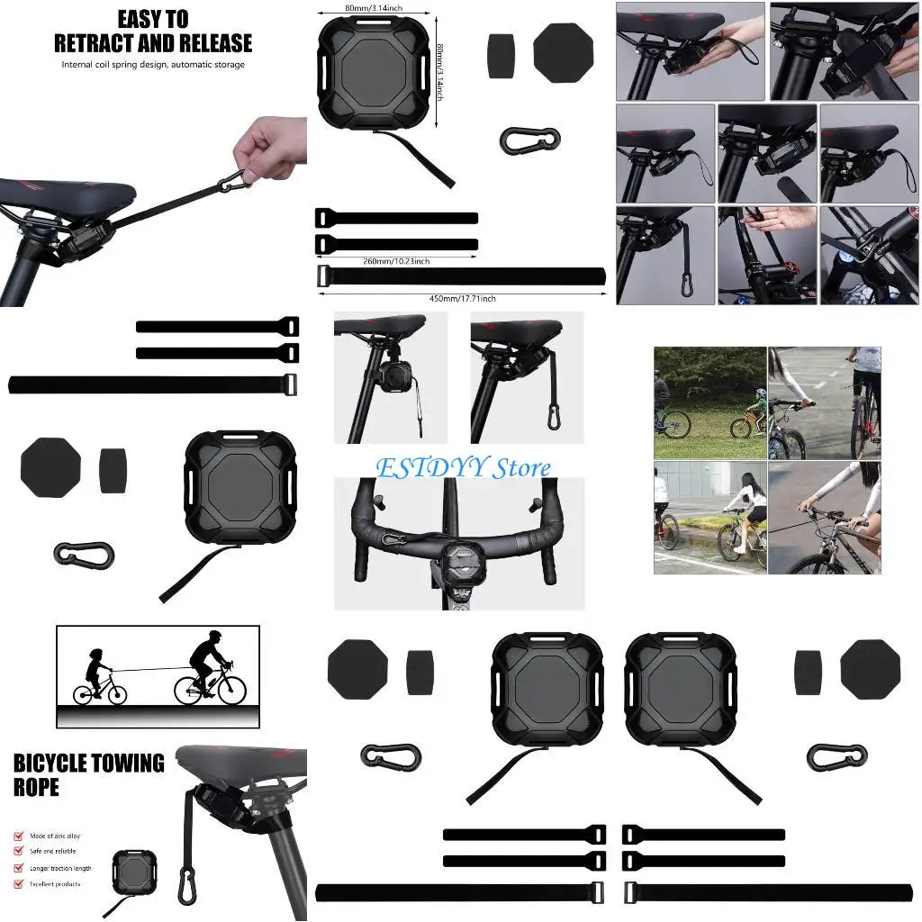 

G6DE Retractable Bicycles Trailer for Kids Bicycles Tow Systems Outdoor Bicycles Pull Rope Cycling Traction Leash for Child