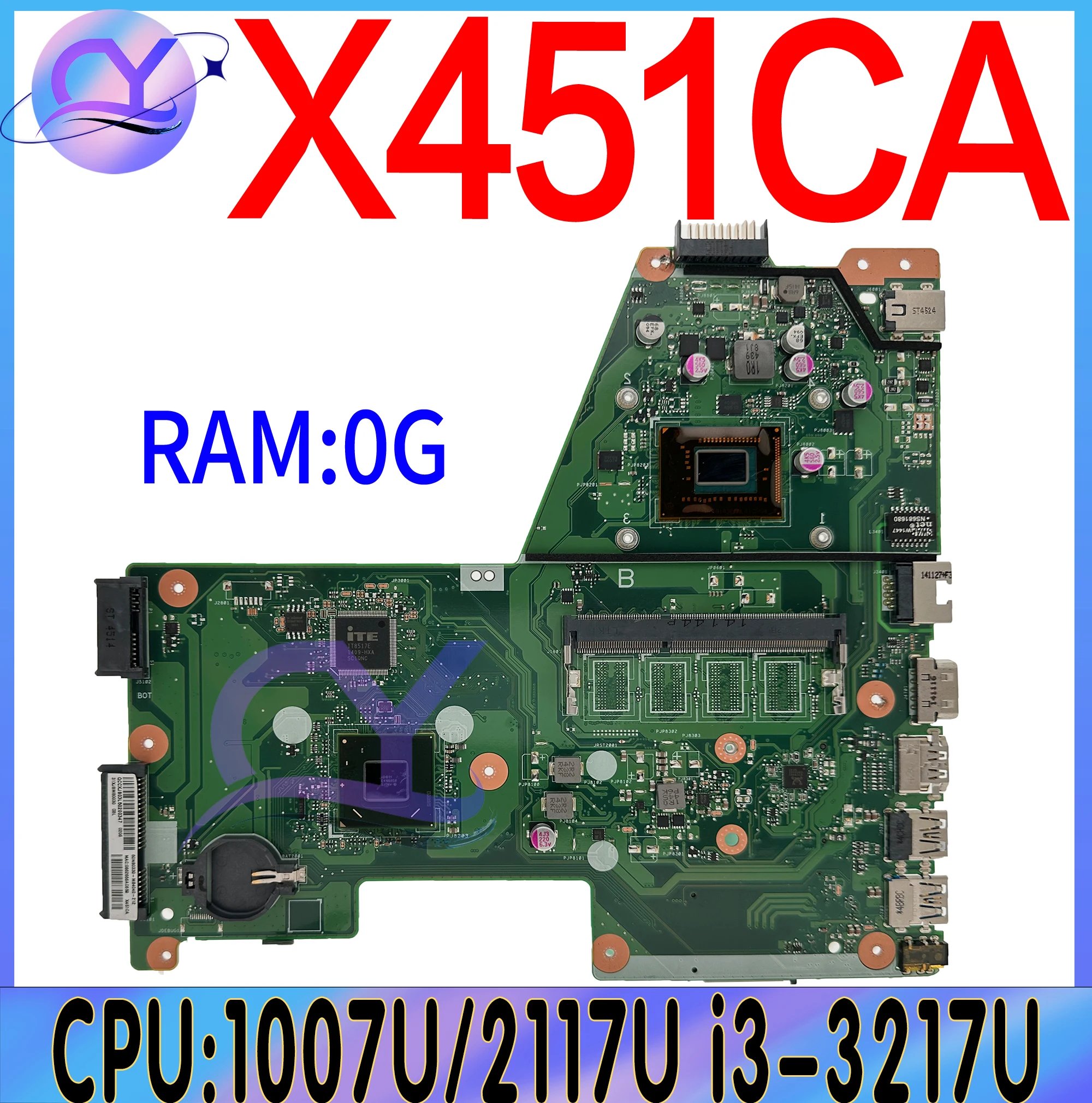 Imagem -02 - Placa-mãe Portátil para Asus X451ca F451c A451c X451cap Cpu 1007u 2117u I33217u 0g 2g 4g Ram 100 de Trabalho