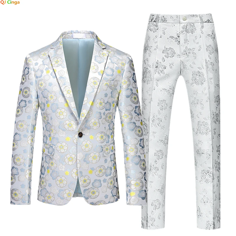 

Костюм мужской свадебный из двух предметов, блейзер и брюки, пиджак, красные костюмы, цвет белый