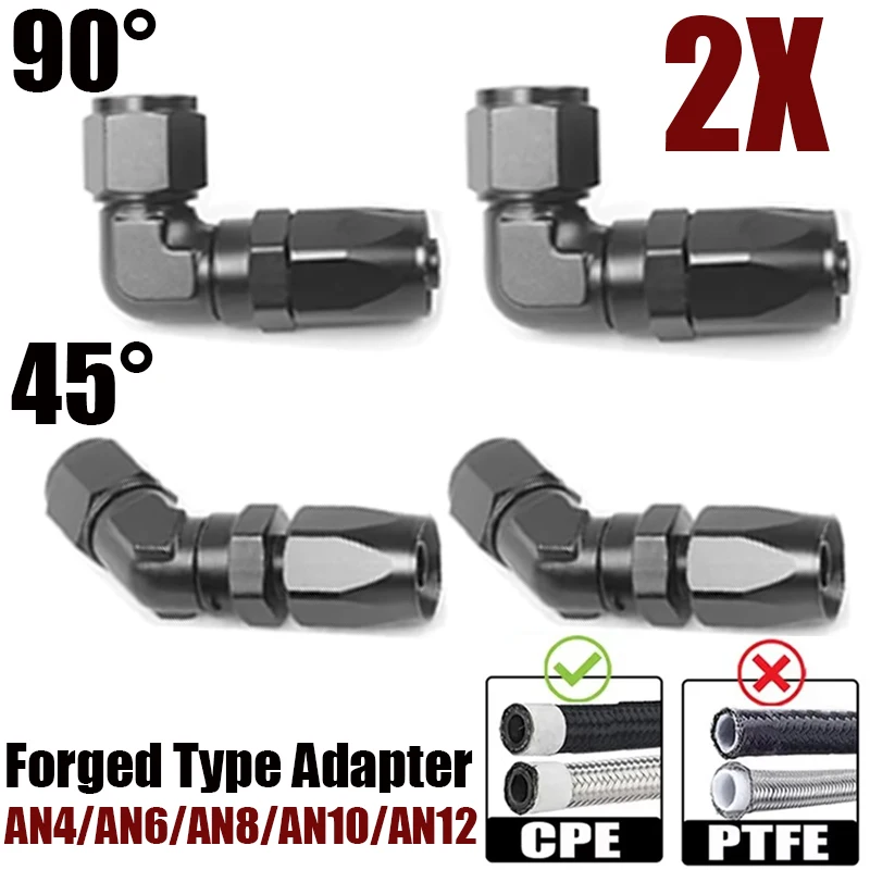 2X 45 90 Degree 4AN 6AN 8AN 10AN 12AN Forged Type Swivel Hose End Fittings Adapter Aluminum Connector CPE Oil Cooler Fuel Line