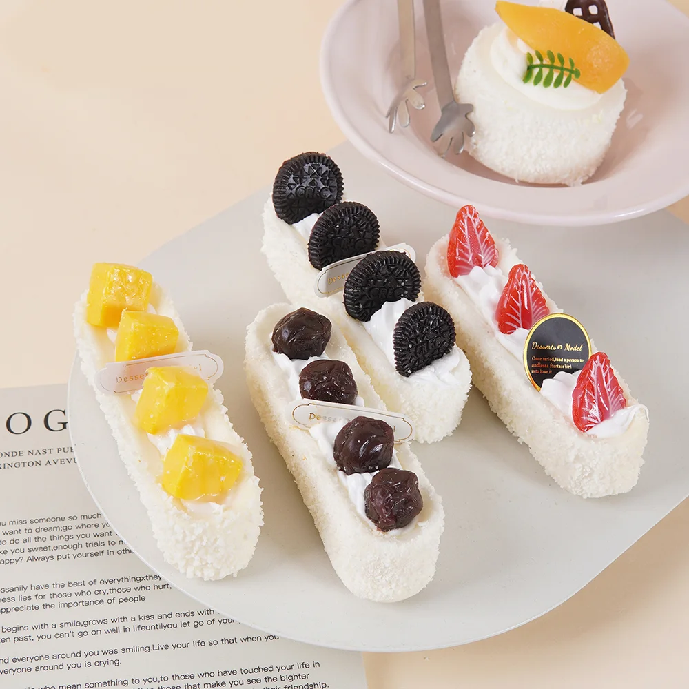 1pc Long Strip Simulation Fruit Cream Cake Soft Pinch Relieve Daily Stress And Tension Slow Rebound Kitchen Decoration Gift Toys