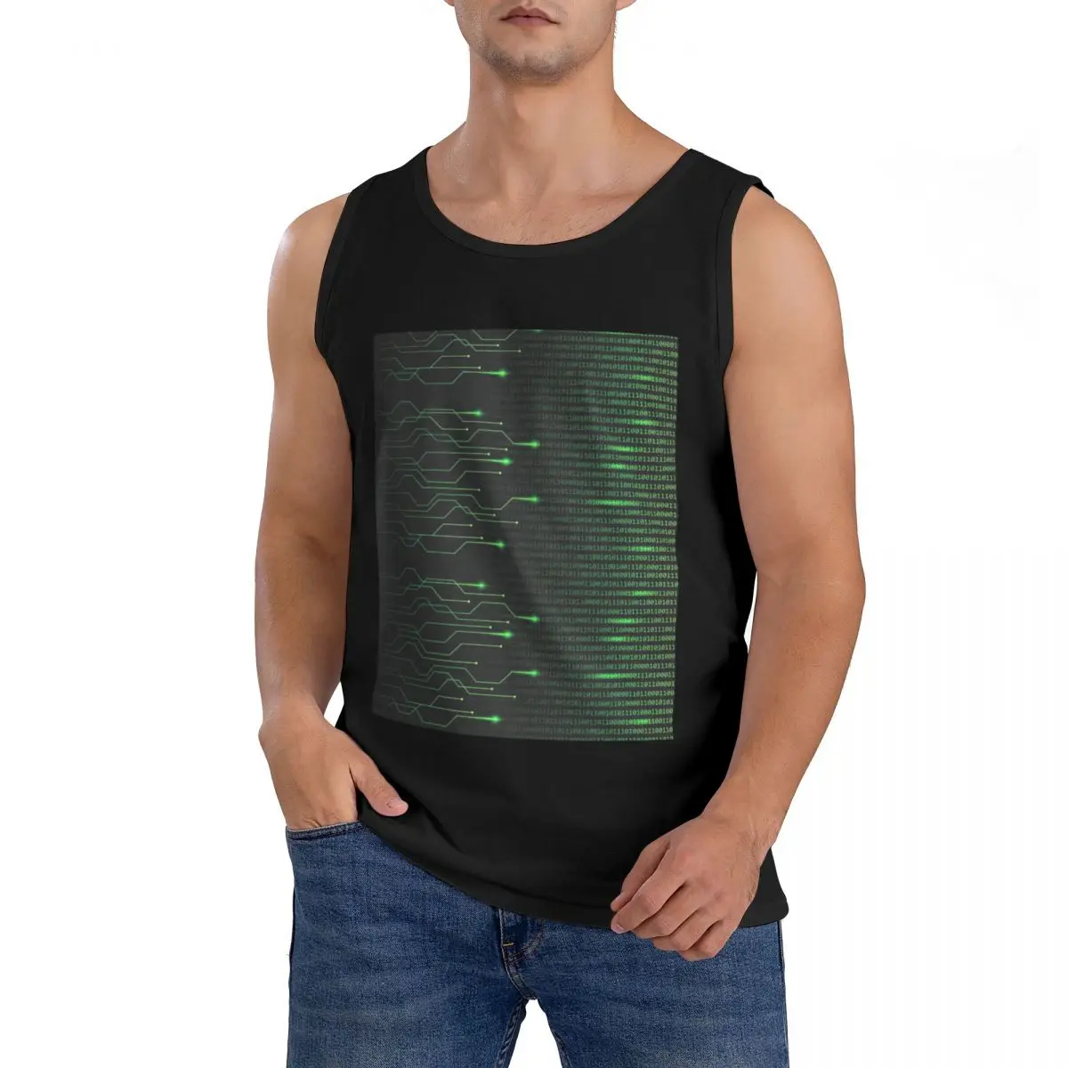 Binary Code Inside Throw Blanket And Lightweight Fleece Sleeveless T ...