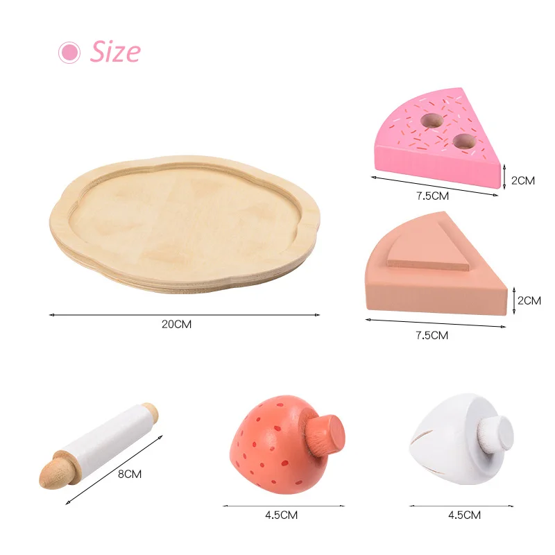 Children Pretend Play Simulation Double Layer Cake Toy DIY Wooden Cutting Cake Kitchen Pretend Play Educational Toys for Kids