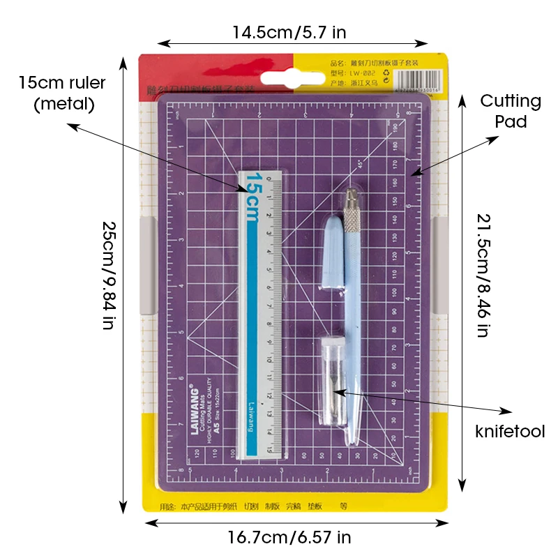 3pcs/Set A5 Cutting Pad Thickness 3mm DIY Cutting Mat Set Scale Pad with Ruler Knifetool Paper Cutting Art Carving Plate Making