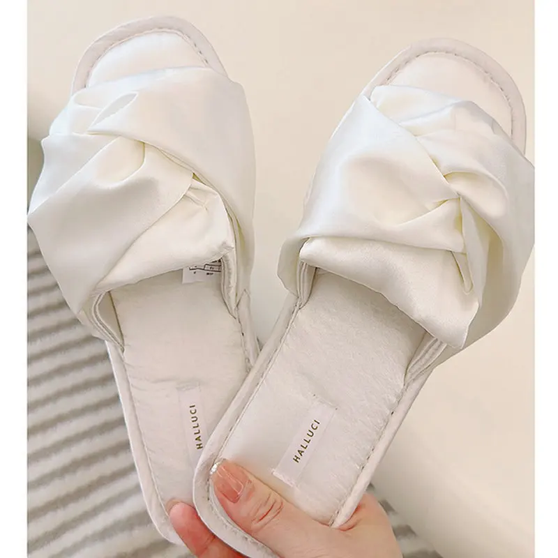 3 Colors Wedding Slippers Women Toe Bedroom Home Bride Bridesmaid At Home Shoes Bow For Girls