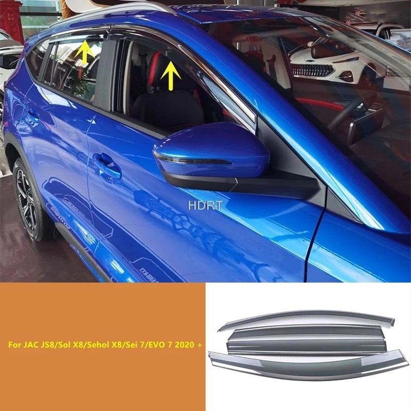 

Car Style Side Window Visor Wind Deflector For JAC JS8/Sol X8/Sehol X8/Sei 7/EVO 7 2020 + Sun Rain Shelter Weather Shield Cover