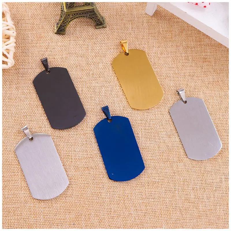 10pcs 24*40mm 28*50mm Stainless Steel Military Brand Men's Necklace Can Be Laser Carved DIY Necklace Accessories Gift