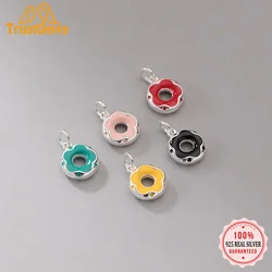 TrustDavis Real 925 Sterling Silver 2022 Sweet Colour Glaze Donuts Pendant Handmade DIY Necklace Accessories Fine Jewelry HY855