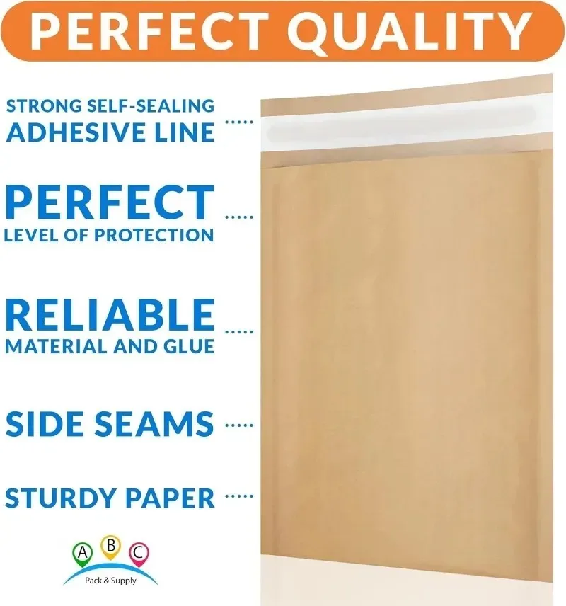 50/40/30/20/10X Kraft Bubble Mailers Envelopes Bags Yellow Seal Adhesive Shipping Bag Waterproof Mailing Business Gift Packaging