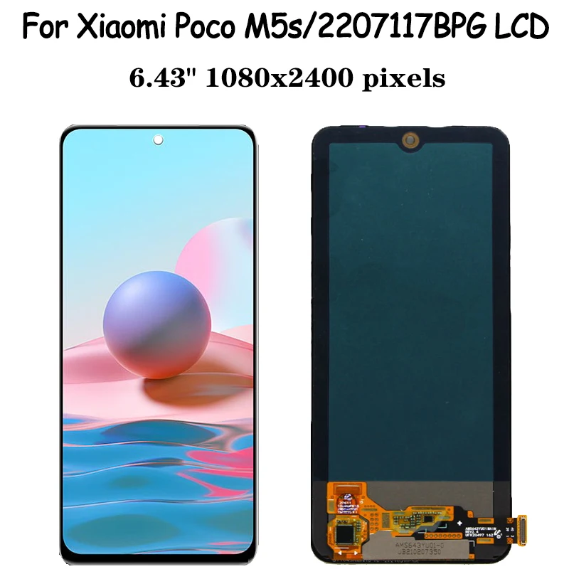 6.43\'\' AMOLED For Xiaomi Poco M5s lcd touch panel screen digitizer Assembly replacement For POCOM5s 2207117BPG lcd with frame